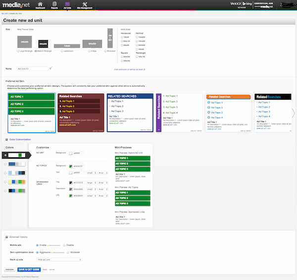 Media.net Dashboard